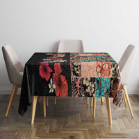 Hawaiian Hibiscus and Tropical Leaves Tablecloth Patchwork Grunge Abstract Vintage Style LT03 - Polynesian Pride