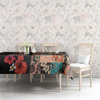 Hawaiian Hibiscus and Tropical Leaves Tablecloth Patchwork Grunge Abstract Vintage Style LT03 - Polynesian Pride