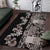 Hawaiian Hibiscus and Tropical Leaves Area Rug Patchwork Grunge Abstract Vintage Style Grayscale Color