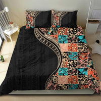 Hawaiian Hibiscus and Tropical Leaves Bedding Set Patchwork Grunge Abstract and Tapa Tribal Pattern Half Style LT03 - Polynesian Pride