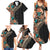 Hawaiian Hibiscus and Tropical Leaves Family Matching Summer Maxi Dress and Hawaiian Shirt Patchwork Grunge Abstract and Tapa Tribal Pattern Half Style