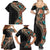 Hawaiian Hibiscus and Tropical Leaves Family Matching Summer Maxi Dress and Hawaiian Shirt Patchwork Grunge Abstract and Tapa Tribal Pattern Half Style