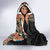 Hawaiian Hibiscus and Tropical Leaves Hooded Blanket Patchwork Grunge Abstract and Tapa Tribal Pattern Half Style