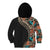 Hawaiian Hibiscus and Tropical Leaves Kid Hoodie Patchwork Grunge Abstract and Tapa Tribal Pattern Half Style