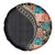 Hawaiian Hibiscus and Tropical Leaves Spare Tire Cover Patchwork Grunge Abstract and Tapa Tribal Pattern Half Style