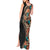 Hawaiian Hibiscus and Tropical Leaves Tank Maxi Dress Patchwork Grunge Abstract and Tapa Tribal Pattern Half Style