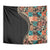 Hawaiian Hibiscus and Tropical Leaves Tapestry Patchwork Grunge Abstract and Tapa Tribal Pattern Half Style