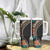 Hawaiian Hibiscus and Tropical Leaves Tumbler With Handle Patchwork Grunge Abstract and Tapa Tribal Pattern Half Style