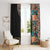 Hawaiian Hibiscus and Tropical Leaves Window Curtain Patchwork Grunge Abstract and Tapa Tribal Pattern Half Style