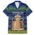 Tokelau Christmas Family Matching Puletasi Dress and Hawaiian Shirt Coat of Arms and Map Beautiful Merry Xmas Snowflake LT03 Dad's Shirt - Short Sleeve Blue - Polynesian Pride