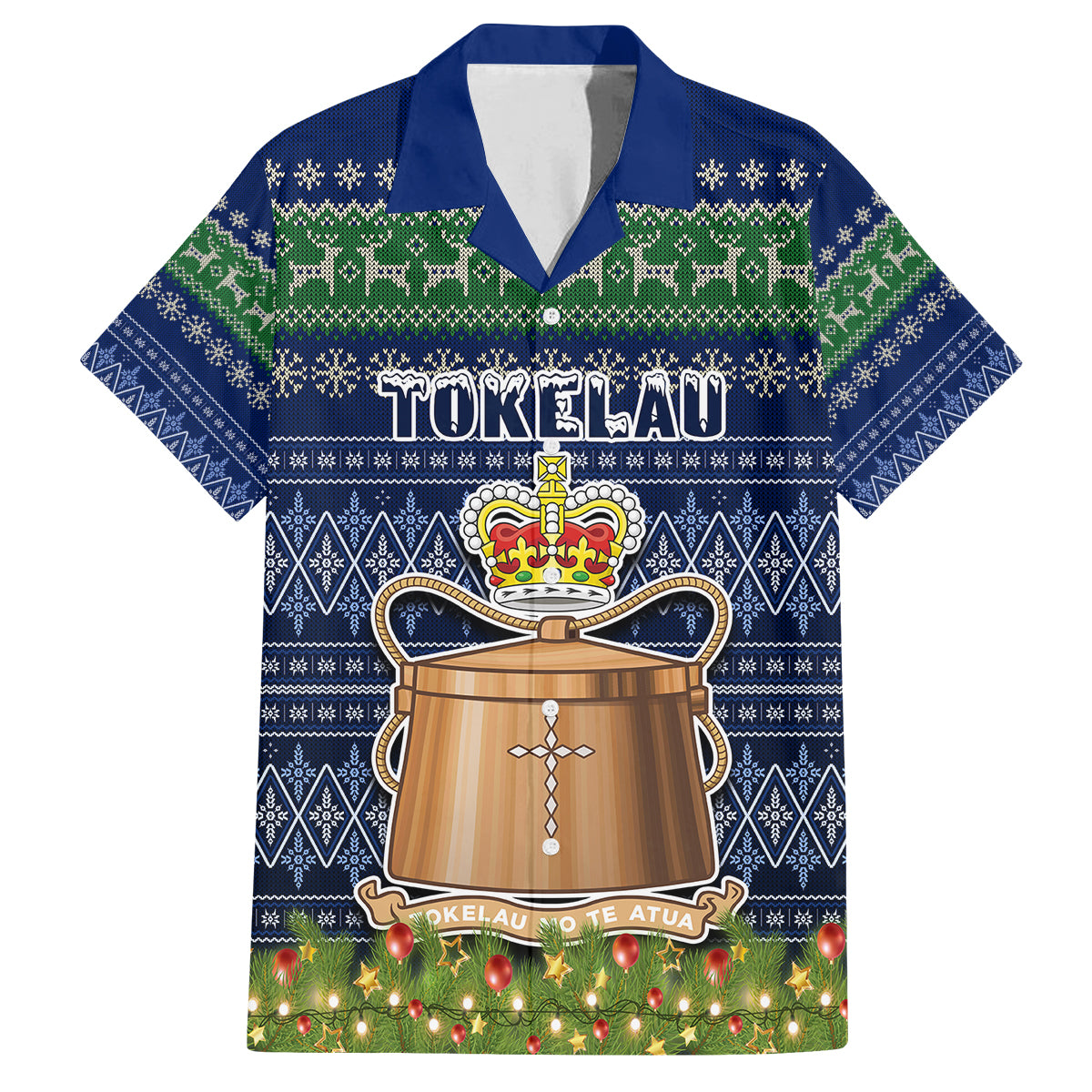 tokelau-christmas-kid-hawaiian-shirt-coat-of-arms-and-map-beautiful-merry-xmas-snowflake