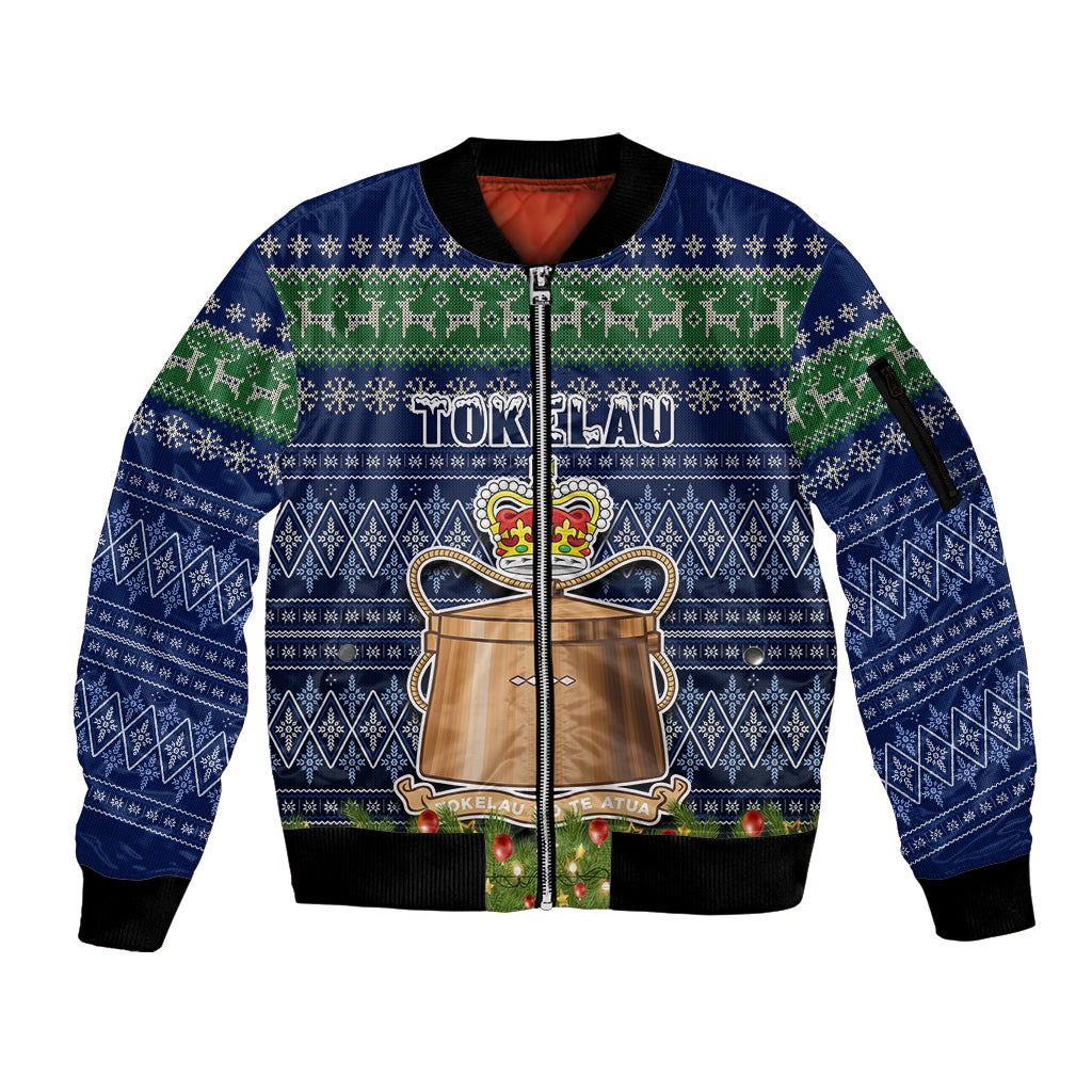 tokelau-christmas-sleeve-zip-bomber-jacket-coat-of-arms-and-map-beautiful-merry-xmas-snowflake