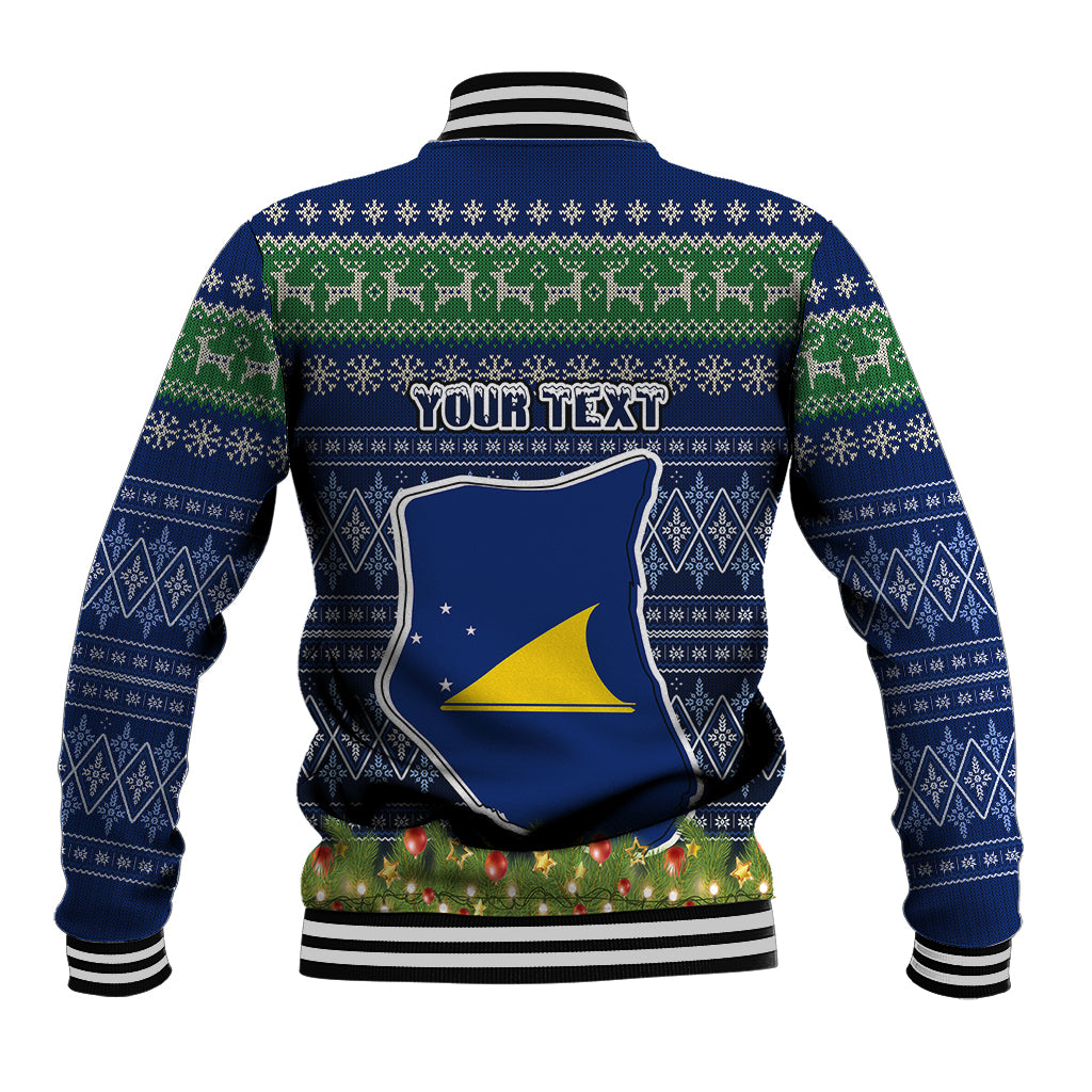 Personalised Tokelau Christmas Baseball Jacket Coat of Arms and Map Beautiful Merry Xmas Snowflake LT03 - Polynesian Pride