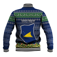 Personalised Tokelau Christmas Baseball Jacket Coat of Arms and Map Beautiful Merry Xmas Snowflake LT03 - Polynesian Pride