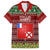 Personalised Wallis and Futuna Christmas Family Matching Puletasi Dress and Hawaiian Shirt Coat of Arms and Map Beautiful Merry Xmas Snowflake LT03 Dad's Shirt - Short Sleeve Red - Polynesian Pride