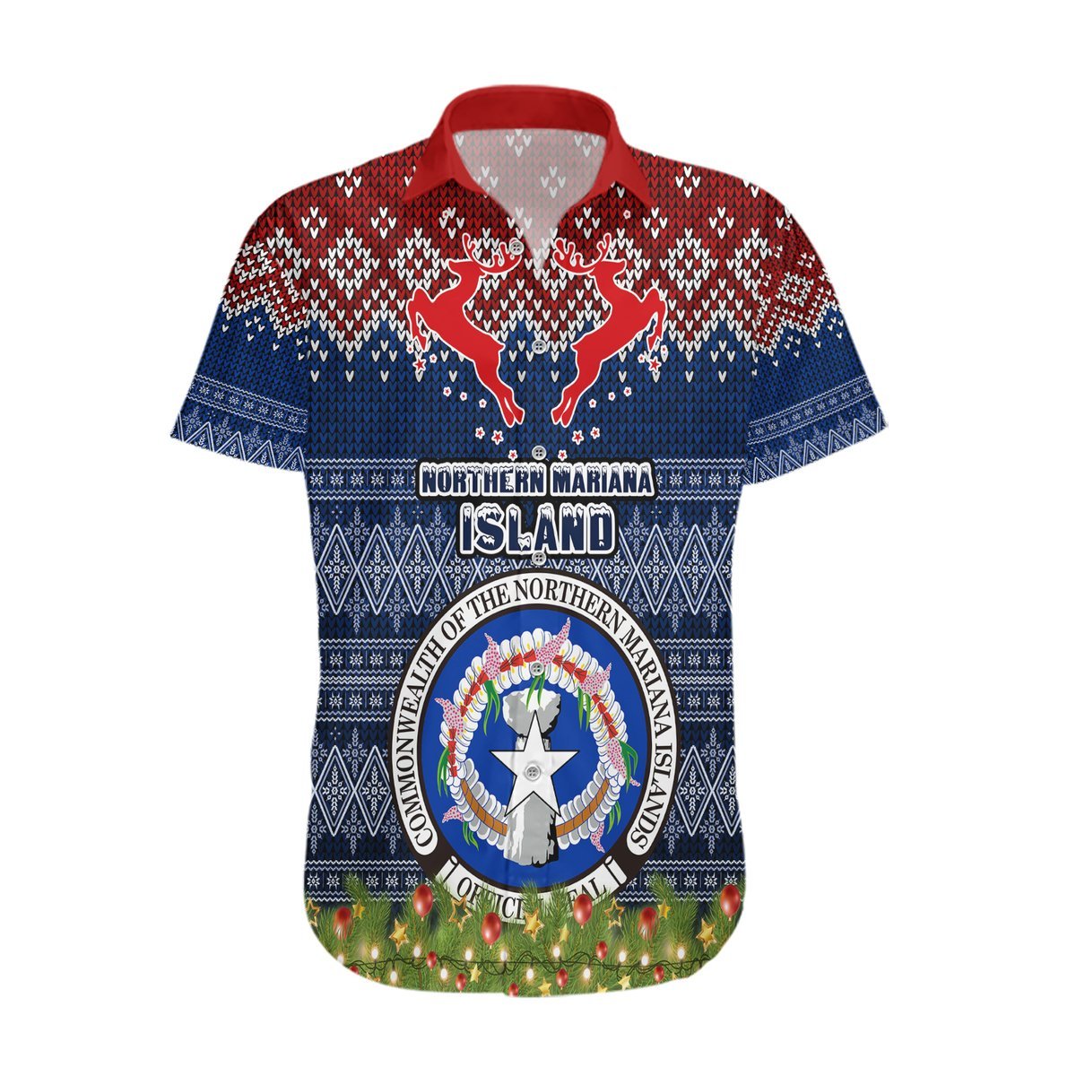 Personalised Northern Mariana Islands Christmas Hawaiian Shirt Coat of Arms and Map Beautiful Merry Xmas Snowflake LT03 Blue - Polynesian Pride