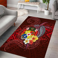 Tonga Humpback Whale Area Rug National Seal with Hibiscus and Polynesian Tattoo LT03 - Polynesian Pride