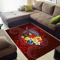 Tonga Humpback Whale Area Rug National Seal with Hibiscus and Polynesian Tattoo LT03 - Polynesian Pride