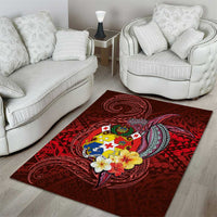 Tonga Humpback Whale Area Rug National Seal with Hibiscus and Polynesian Tattoo LT03 - Polynesian Pride