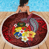 Tonga Humpback Whale Beach Blanket National Seal with Hibiscus and Polynesian Tattoo LT03 - Polynesian Pride