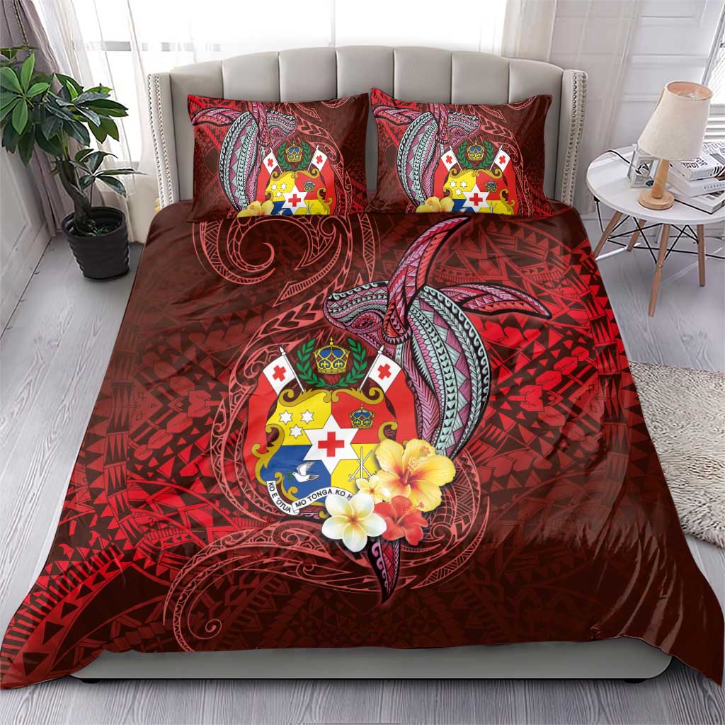 Tonga Humpback Whale Bedding Set National Seal with Hibiscus and Polynesian Tattoo LT03 - Polynesian Pride
