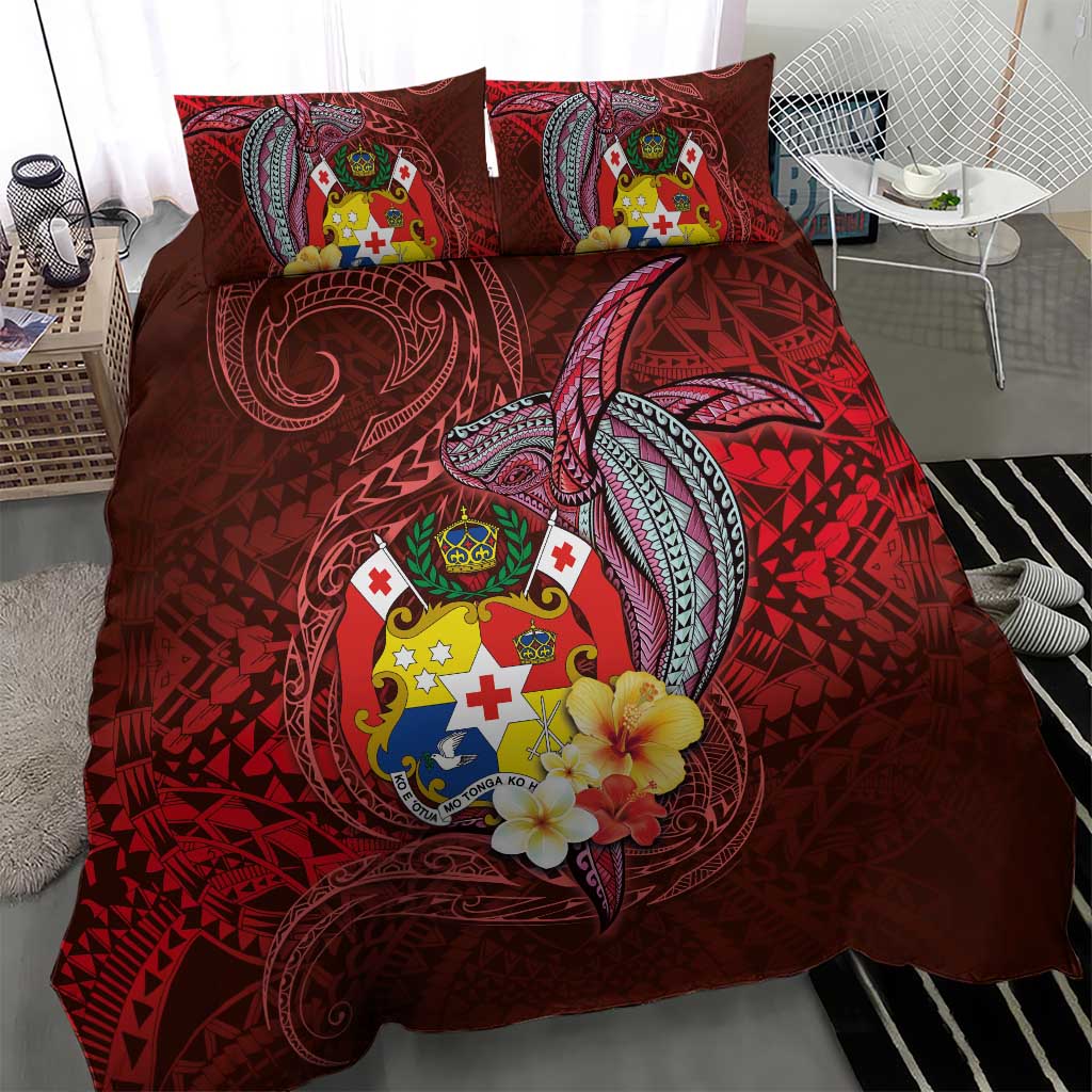 Tonga Humpback Whale Bedding Set National Seal with Hibiscus and Polynesian Tattoo LT03 - Polynesian Pride
