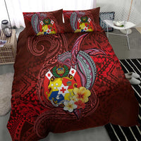 Tonga Humpback Whale Bedding Set National Seal with Hibiscus and Polynesian Tattoo LT03 - Polynesian Pride