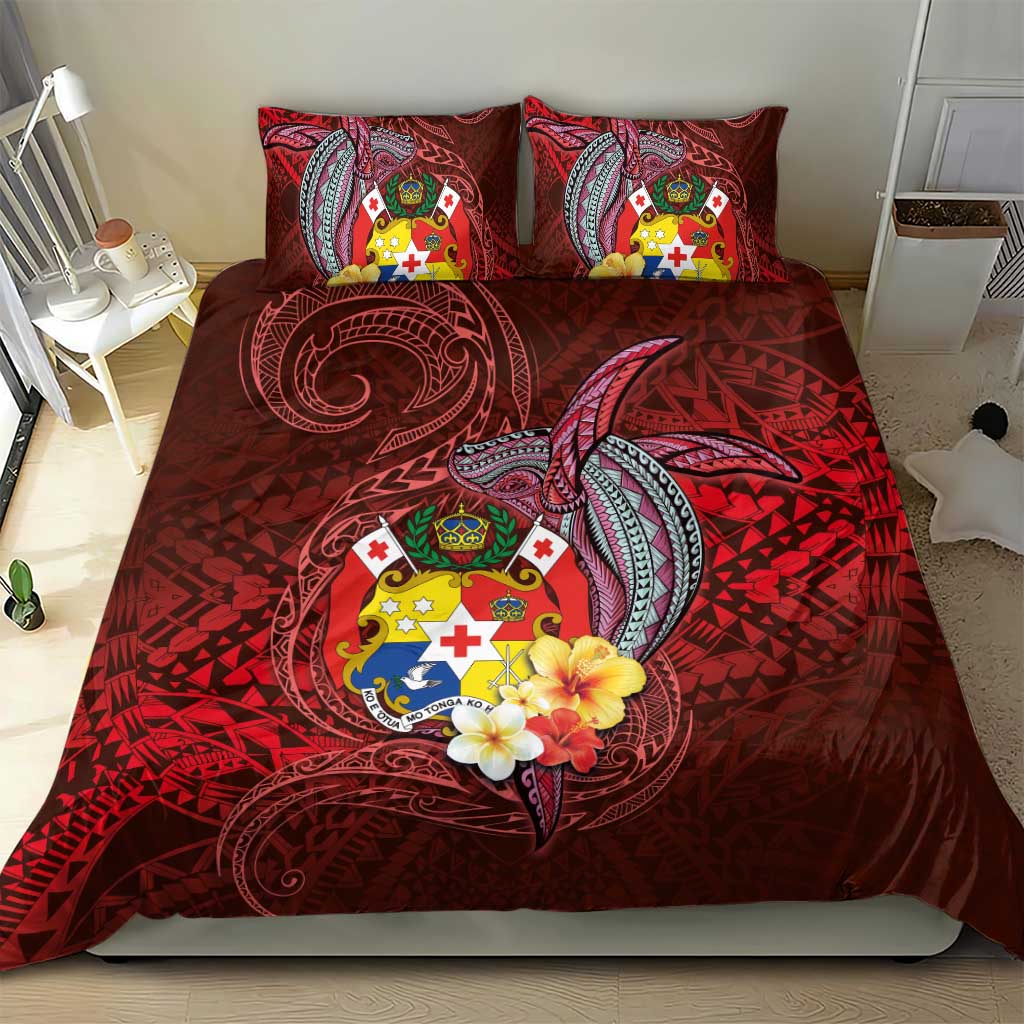 Tonga Humpback Whale Bedding Set National Seal with Hibiscus and Polynesian Tattoo LT03 - Polynesian Pride