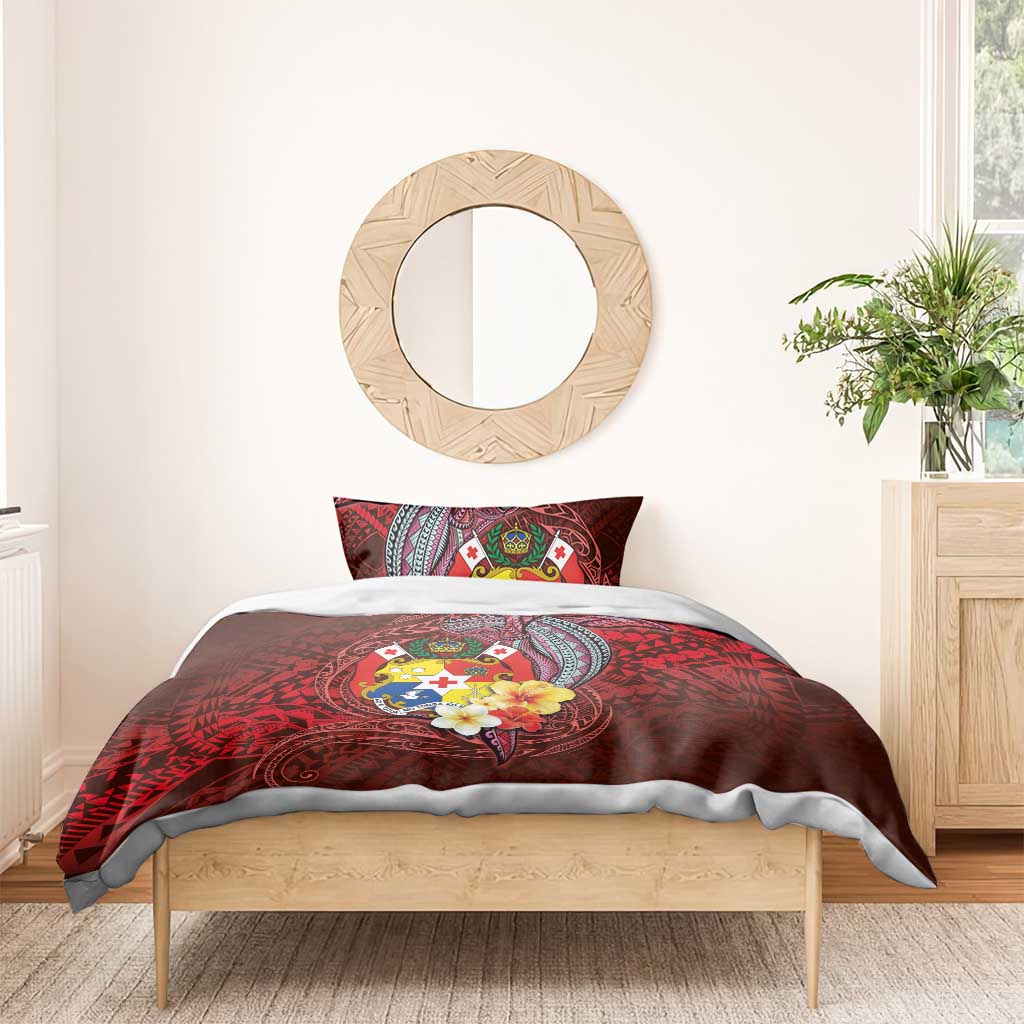 Tonga Humpback Whale Bedding Set National Seal with Hibiscus and Polynesian Tattoo LT03 - Polynesian Pride