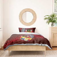 Tonga Humpback Whale Bedding Set National Seal with Hibiscus and Polynesian Tattoo LT03 - Polynesian Pride