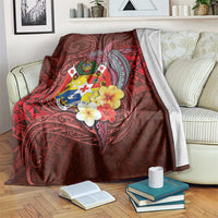 Tonga Humpback Whale Blanket National Seal with Hibiscus and Polynesian Tattoo LT03 Red - Polynesian Pride
