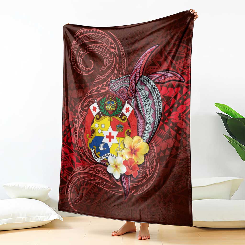Tonga Humpback Whale Blanket National Seal with Hibiscus and Polynesian Tattoo LT03 - Polynesian Pride