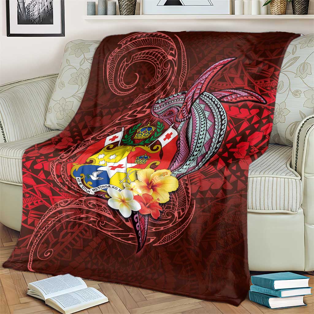 Tonga Humpback Whale Blanket National Seal with Hibiscus and Polynesian Tattoo LT03 - Polynesian Pride