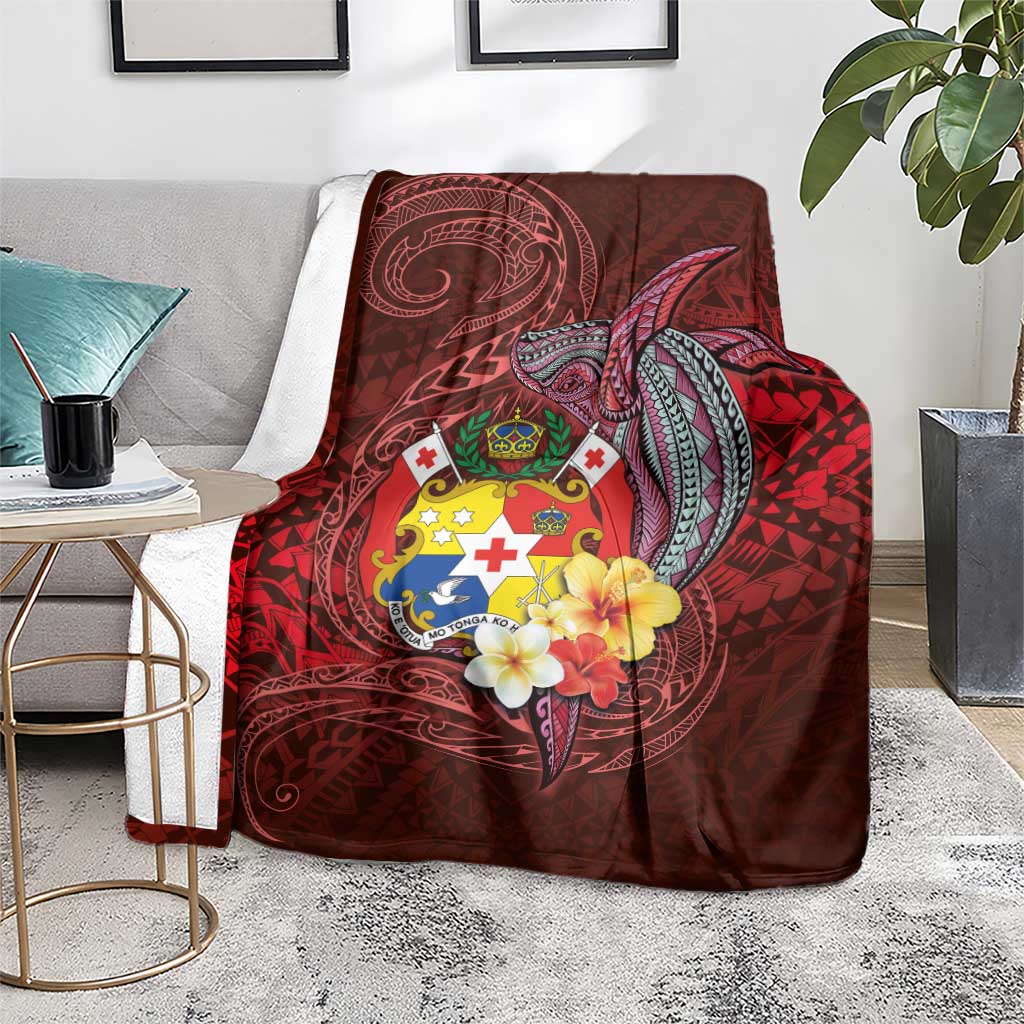 Tonga Humpback Whale Blanket National Seal with Hibiscus and Polynesian Tattoo LT03 - Polynesian Pride