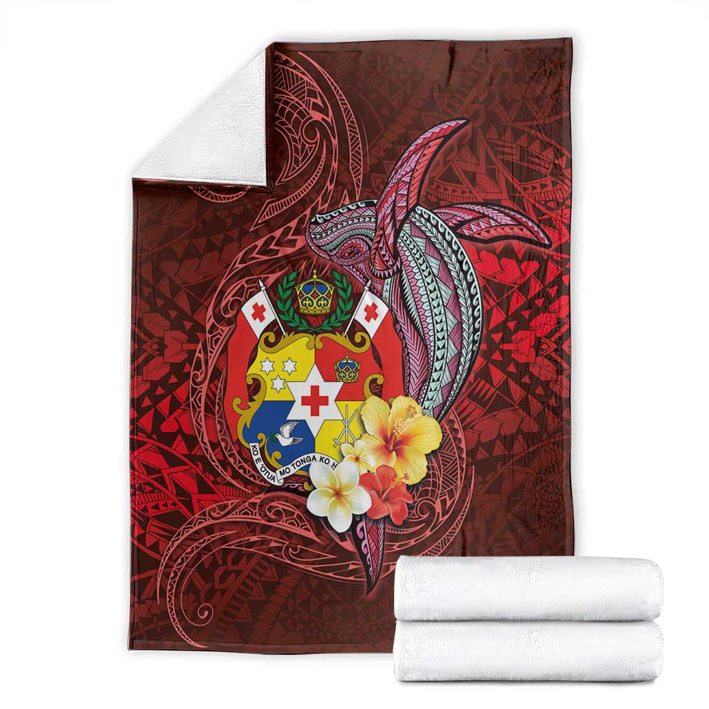 Tonga Humpback Whale Blanket National Seal with Hibiscus and Polynesian Tattoo LT03 - Polynesian Pride
