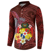 Tonga Humpback Whale Button Sweatshirt National Seal with Hibiscus and Polynesian Tattoo LT03 - Polynesian Pride