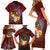 Tonga Humpback Whale Family Matching Short Sleeve Bodycon Dress and Hawaiian Shirt National Seal with Hibiscus and Polynesian Tattoo