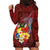 Tonga Humpback Whale Hoodie Dress National Seal with Hibiscus and Polynesian Tattoo