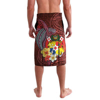 Tonga Humpback Whale Lavalava National Seal with Hibiscus and Polynesian Tattoo LT03 - Polynesian Pride