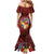 Tonga Humpback Whale Mermaid Dress National Seal with Hibiscus and Polynesian Tattoo