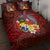 Tonga Humpback Whale Quilt Bed Set National Seal with Hibiscus and Polynesian Tattoo