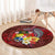 Tonga Humpback Whale Round Carpet National Seal with Hibiscus and Polynesian Tattoo