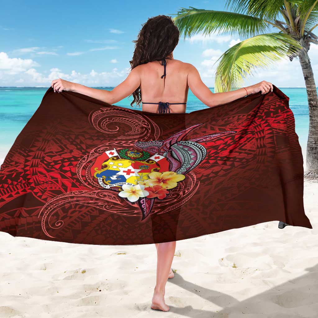 Tonga Humpback Whale Sarong National Seal with Hibiscus and Polynesian Tattoo LT03 - Polynesian Pride