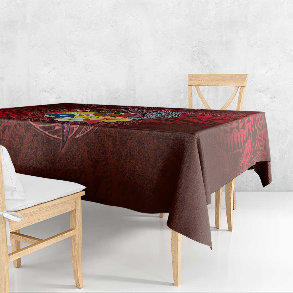 Tonga Humpback Whale Tablecloth National Seal with Hibiscus and Polynesian Tattoo LT03 - Polynesian Pride