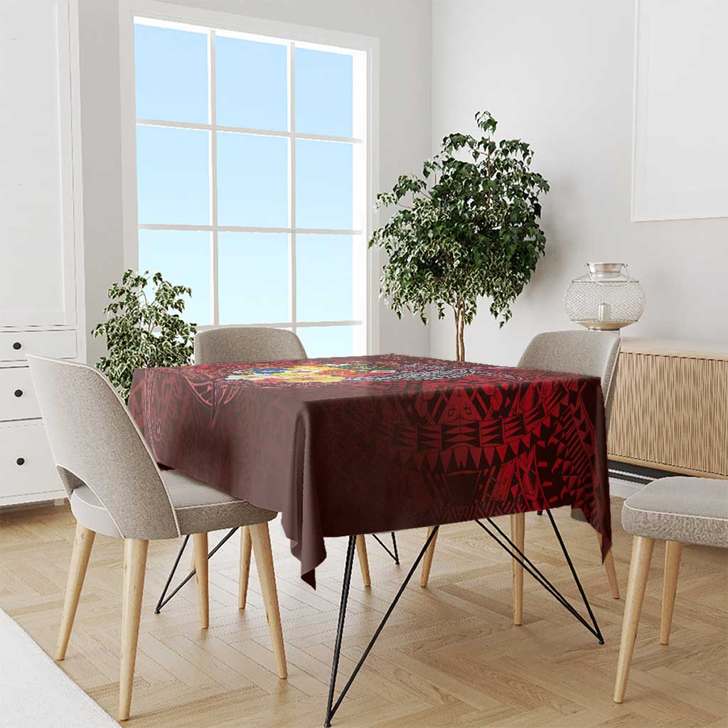 Tonga Humpback Whale Tablecloth National Seal with Hibiscus and Polynesian Tattoo LT03 - Polynesian Pride
