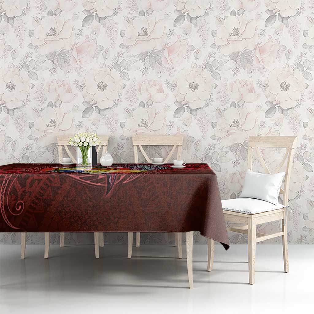 Tonga Humpback Whale Tablecloth National Seal with Hibiscus and Polynesian Tattoo LT03 - Polynesian Pride