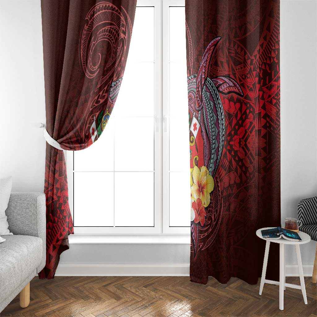 Tonga Humpback Whale Window Curtain National Seal with Hibiscus and Polynesian Tattoo LT03 - Polynesian Pride