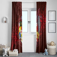 Tonga Humpback Whale Window Curtain National Seal with Hibiscus and Polynesian Tattoo LT03 - Polynesian Pride