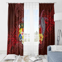 Tonga Humpback Whale Window Curtain National Seal with Hibiscus and Polynesian Tattoo LT03 - Polynesian Pride