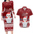 Palau Christmas Couples Matching Long Sleeve Bodycon Dress and Hawaiian Shirt Snowman and Palau Coat of Arms Maori Tribal Xmas Style LT03 Red - Polynesian Pride